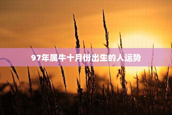 97年属牛十月份出生的人运势