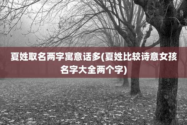 夏姓取名两字寓意话多(夏姓比较诗意女孩名字大全两个字)