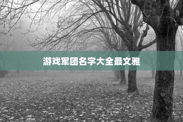游戏军团名字大全最文雅