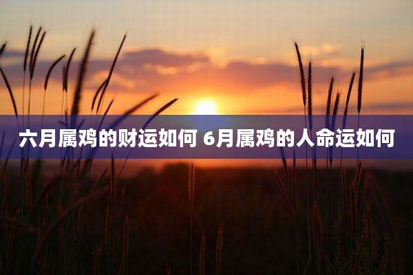 六月属鸡的财运如何 6月属鸡的人命运如何