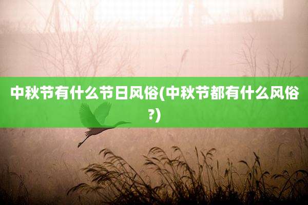 中秋节有什么节日风俗(中秋节都有什么风俗?)