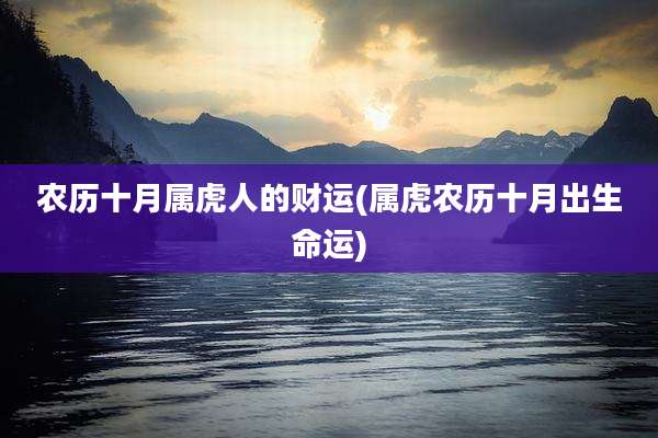 农历十月属虎人的财运(属虎农历十月出生命运)