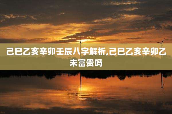 己巳乙亥辛卯壬辰八字解析,己巳乙亥辛卯乙未富贵吗