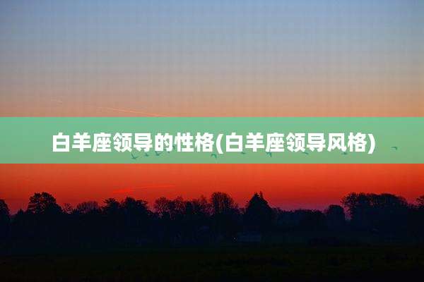 白羊座领导的性格(白羊座领导风格)