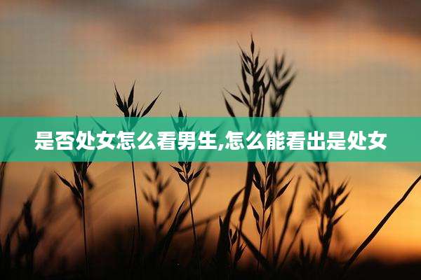 是否处女怎么看男生,怎么能看出是处女