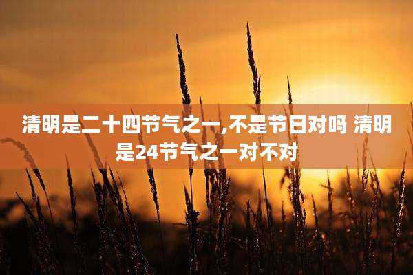 清明是二十四节气之一,不是节日对吗 清明是24节气之一对不对