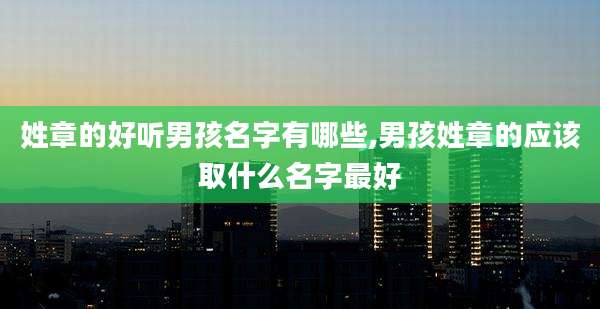 姓章的好听男孩名字有哪些,男孩姓章的应该取什么名字最好