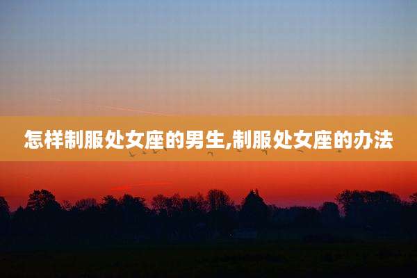 怎样制服处女座的男生,制服处女座的办法