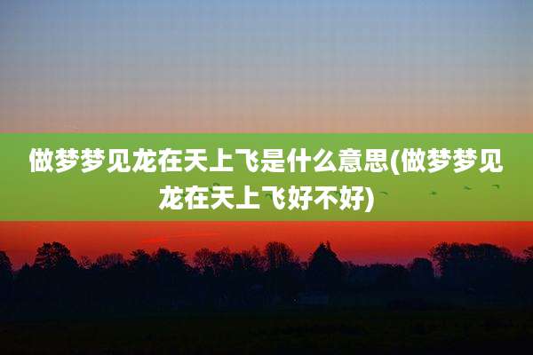 做梦梦见龙在天上飞是什么意思(做梦梦见龙在天上飞好不好)