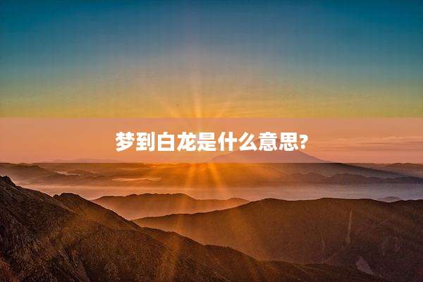 梦到白龙是什么意思?
