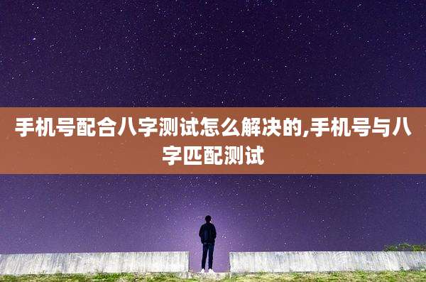 手机号配合八字测试怎么解决的,手机号与八字匹配测试