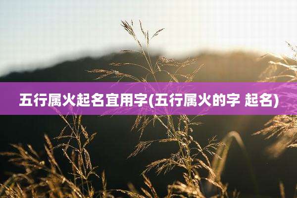 五行属火起名宜用字(五行属火的字 起名)
