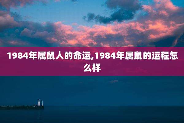 1984年属鼠人的命运,1984年属鼠的运程怎么样