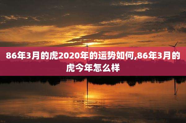 86年3月的虎2020年的运势如何,86年3月的虎今年怎么样