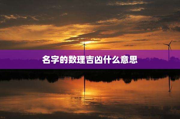 名字的数理吉凶什么意思
