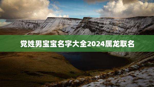 党姓男宝宝名字大全2024属龙取名