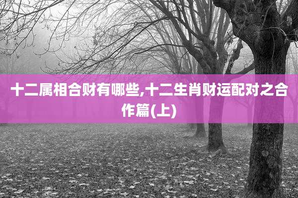 十二属相合财有哪些,十二生肖财运配对之合作篇(上)