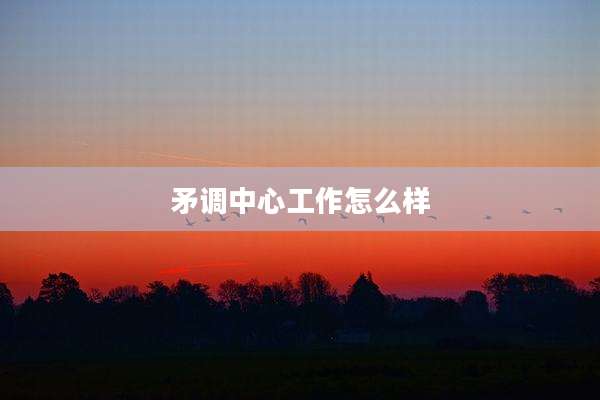 矛调中心工作怎么样