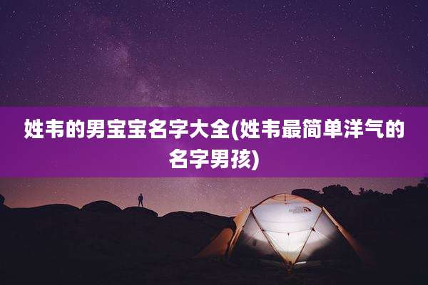 姓韦的男宝宝名字大全(姓韦最简单洋气的名字男孩)
