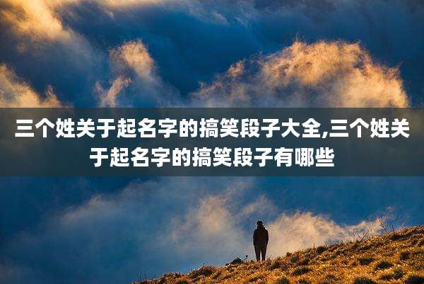 三个姓关于起名字的搞笑段子大全,三个姓关于起名字的搞笑段子有哪些