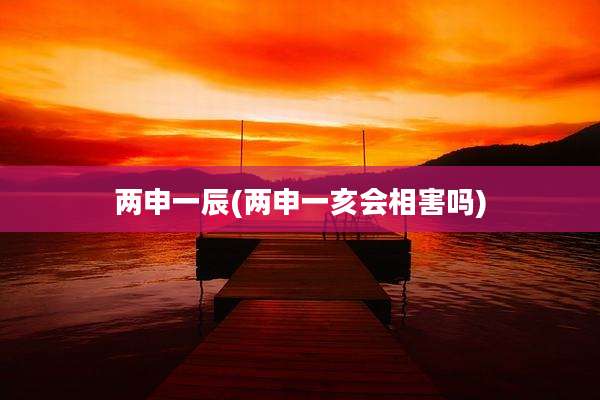 两申一辰(两申一亥会相害吗)