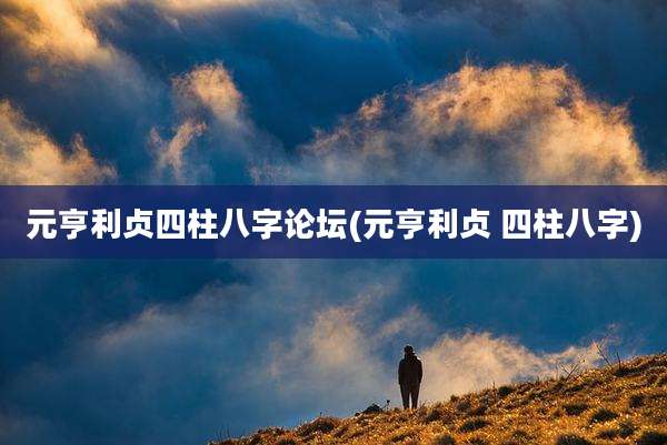 元亨利贞四柱八字论坛(元亨利贞 四柱八字)