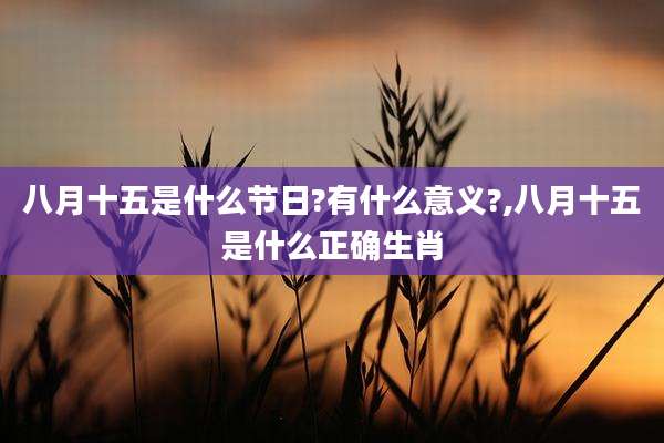 八月十五是什么节日?有什么意义?,八月十五是什么正确生肖