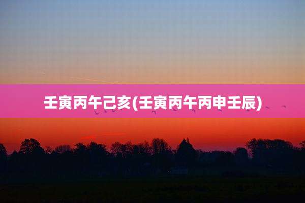 壬寅丙午己亥(壬寅丙午丙申壬辰)