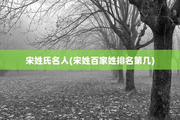 宋姓氏名人(宋姓百家姓排名第几)