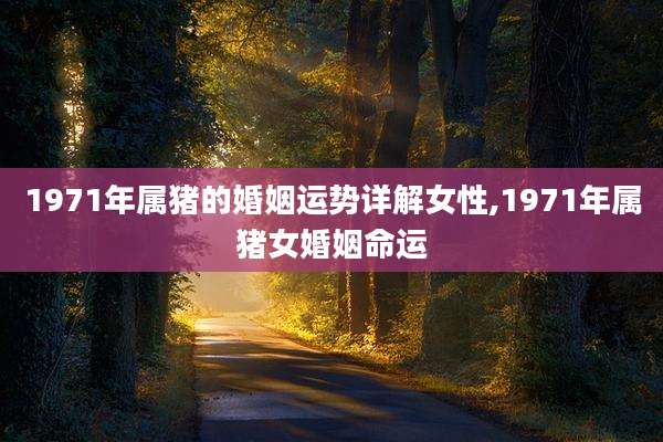 1971年属猪的婚姻运势详解女性,1971年属猪女婚姻命运