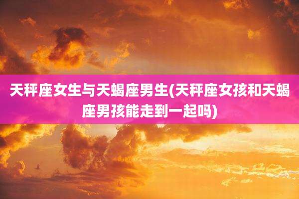 天秤座女生与天蝎座男生(天秤座女孩和天蝎座男孩能走到一起吗)