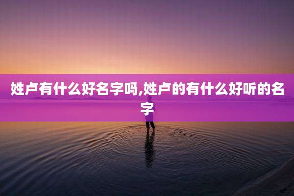 姓卢有什么好名字吗,姓卢的有什么好听的名字