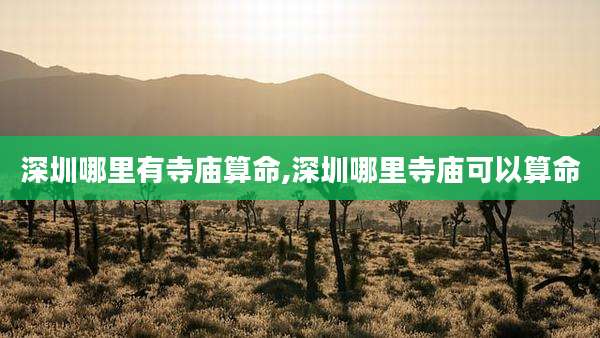 深圳哪里有寺庙算命,深圳哪里寺庙可以算命