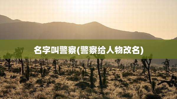名字叫警察(警察给人物改名)
