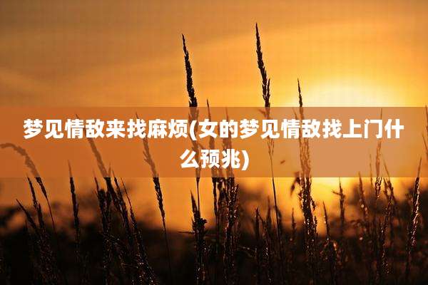 梦见情敌来找麻烦(女的梦见情敌找上门什么预兆)