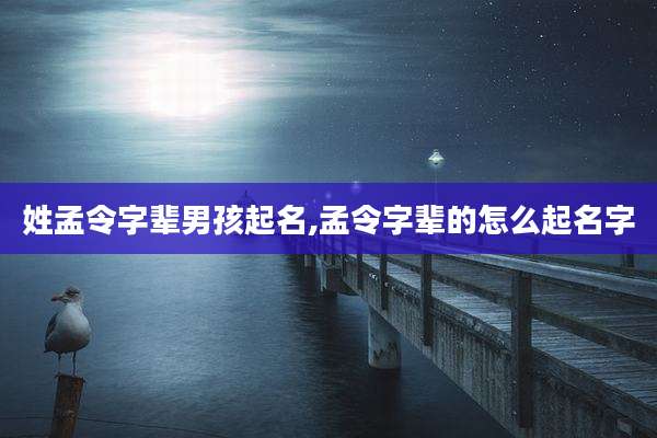 姓孟令字辈男孩起名,孟令字辈的怎么起名字