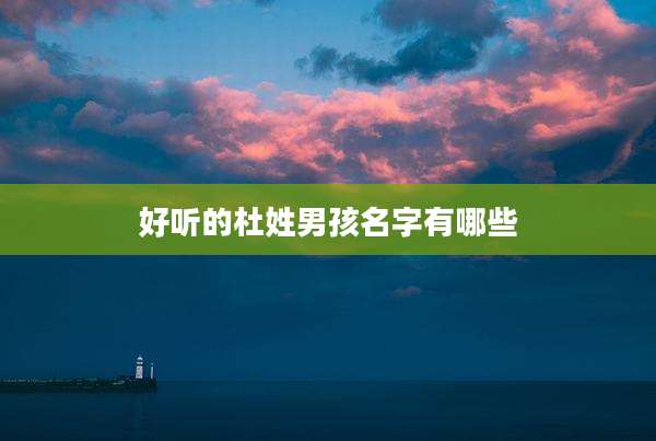 好听的杜姓男孩名字有哪些