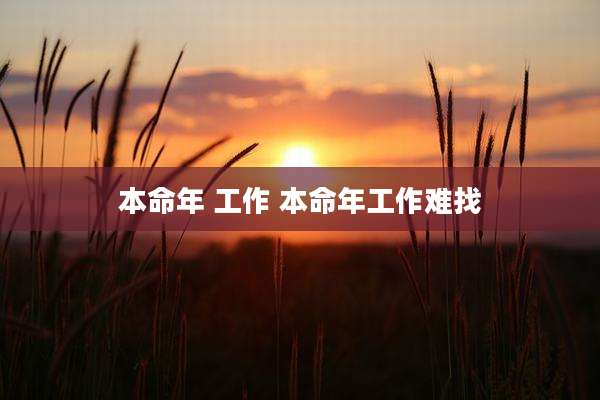 本命年 工作 本命年工作难找