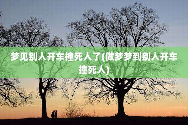 梦见别人开车撞死人了(做梦梦到别人开车撞死人)