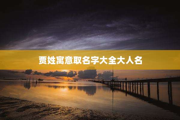 贾姓寓意取名字大全大人名