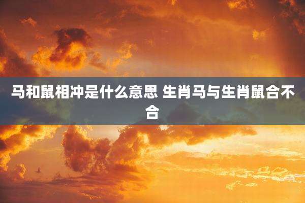 马和鼠相冲是什么意思 生肖马与生肖鼠合不合