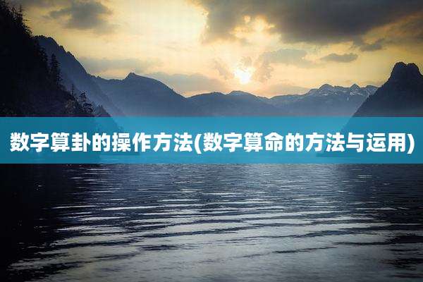 数字算卦的操作方法(数字算命的方法与运用)