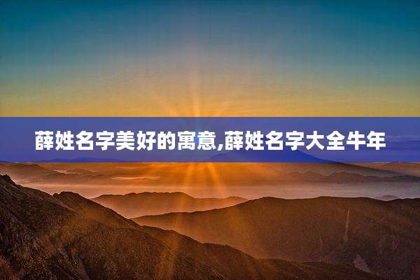 薛姓名字美好的寓意,薛姓名字大全牛年