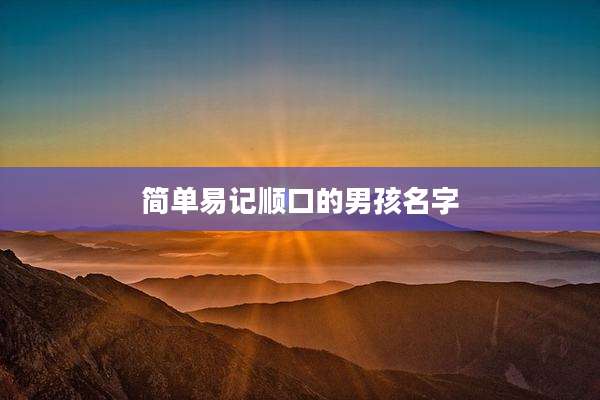 简单易记顺口的男孩名字