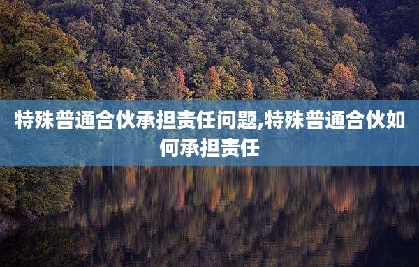 特殊普通合伙承担责任问题,特殊普通合伙如何承担责任