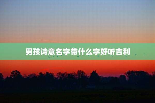 男孩诗意名字带什么字好听吉利