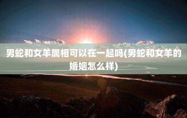 男蛇和女羊属相可以在一起吗(男蛇和女羊的婚姻怎么样)