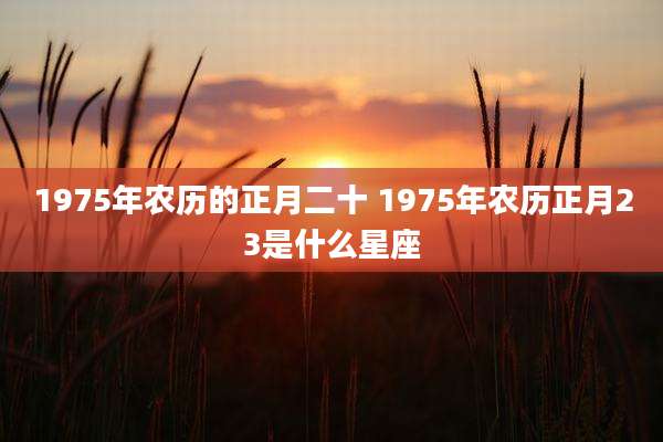 1975年农历的正月二十 1975年农历正月23是什么星座
