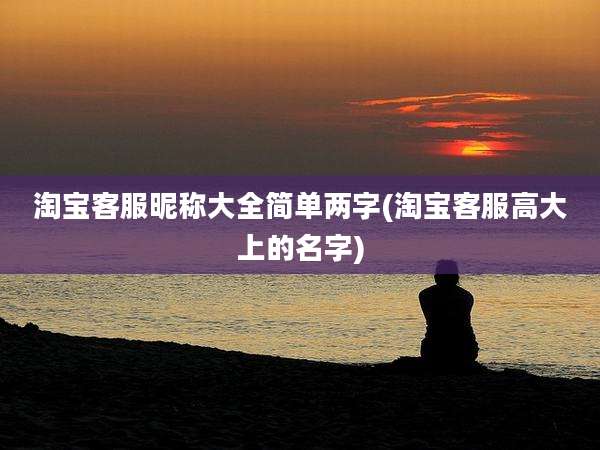 淘宝客服昵称大全简单两字(淘宝客服高大上的名字)
