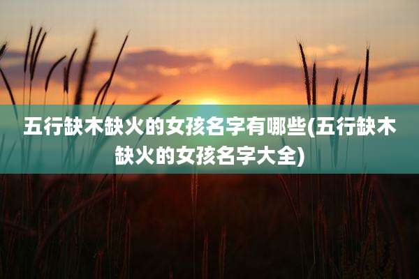 五行缺木缺火的女孩名字有哪些(五行缺木缺火的女孩名字大全)